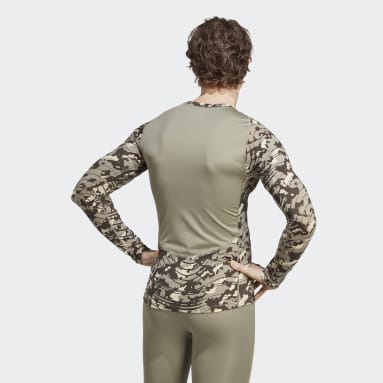 Männer Fitness & Training Techfit Allover Print Training Longsleeve Grün