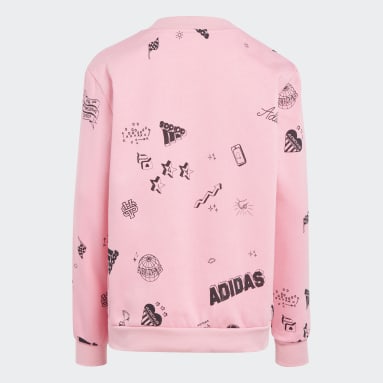 Girls Sportswear Pink Brand Love Allover Print Crew Kids sweatshirt