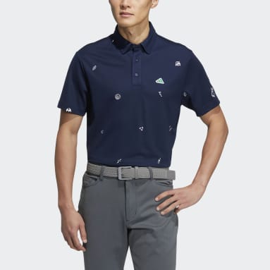 Men Golf Blue Play Green Monogram Polo Shirt