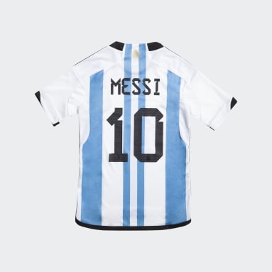 Camiseta Titular Argentina 22 Messi Blanco Niño Fútbol