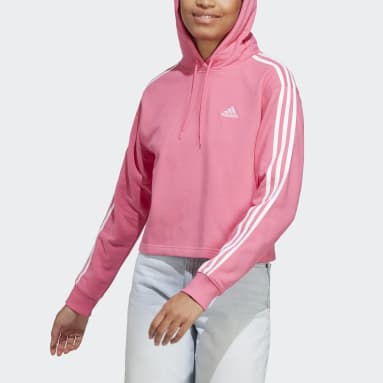 Women Sportswear Pink Essentials 3-Stripes French Terry Crop Hoodie