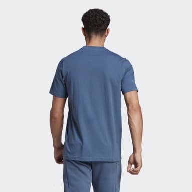 Men Sportswear Blue 3-Stripes Cotton Tee