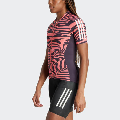 Women's Cycling Red Essentials 3-Stripes Fast Zebra Cycling Jersey