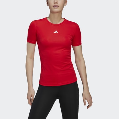 Camiseta Techfit Training Rojo Mujer Gimnasio Y Entrenamiento