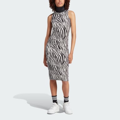 Sukienka Allover Zebra Animal Print Bialy