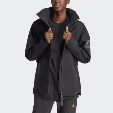 Jackets adidas Performance BSC 3-Stripes RAIN.RDY Jacket Black/ Focus Olive  | Footshop