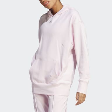 Women Sportswear Pink Relaxed Hoodie with Healing Crystals-Inspired Graphics