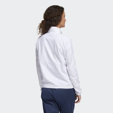 Women Golf White 엠보스드 쿼터 스냅 풀오버