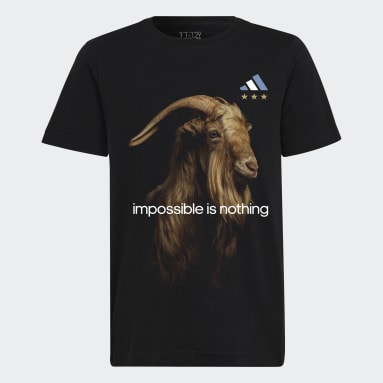 T-shirt GOAT Messi Preto Criança Futebol
