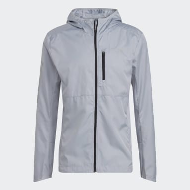 Own the Run Hooded Wind Jacket Szary