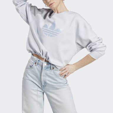 Sweat-shirt avec logo Trèfle à imprimé marbré Bleu Femmes Originals