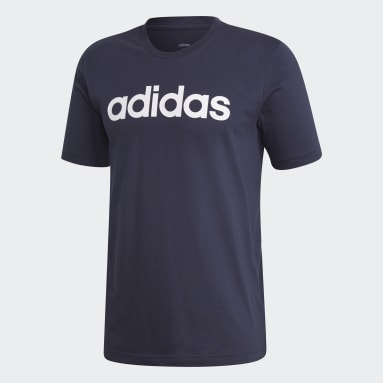 T-shirt Essentials Linear Logo Blu Uomo Sportswear