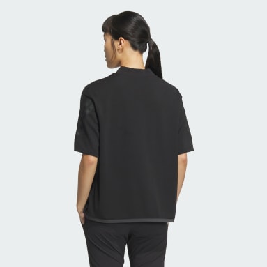 【ゴルフ】スリーストライプス  ボックスシルエット モックネック 半袖シャツ