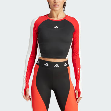Women Training Black 테크핏 에어로레디 컬러블록 긴팔 티