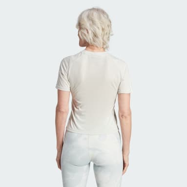Women Gym & Training Grey Train Essentials Train Cotton 3-Stripes Crop Tee