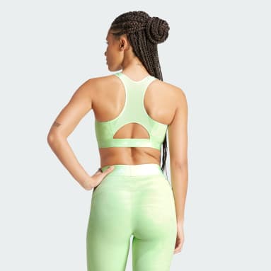 Women Gym & Training Green Powerimpact Training Medium-Support Techfit High-Neck Zip Bra