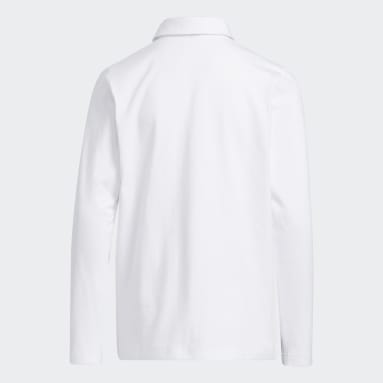 Youth Golf White Long Sleeve Golf Polo Shirt