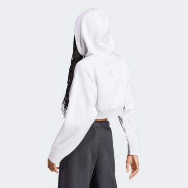 Camisola Curta com Capuz The Safe Place Cinzento Mulher Sportswear
