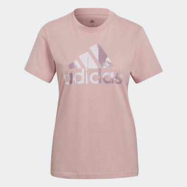Kvinder Sportswear Pink Essentials Print Logo Cotton T-shirt
