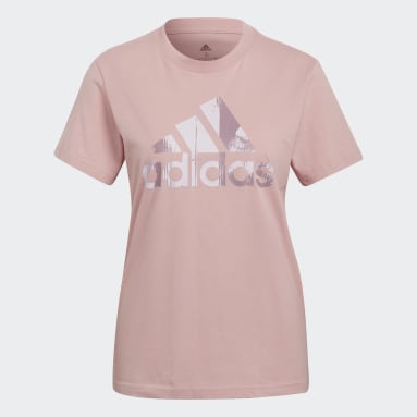Remera de algodón Essentials Print Logo Rosa Mujer Sportswear