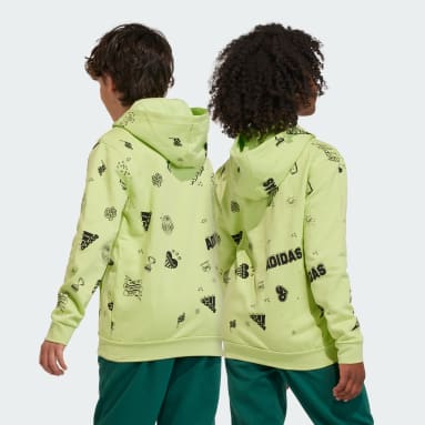 Børn Sportswear Grøn Brand Love Allover Print Full-Zip Kids hættetrøje