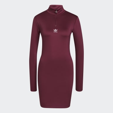 Women Lifestyle Burgundy Adicolor Classics Long Sleeve Dress