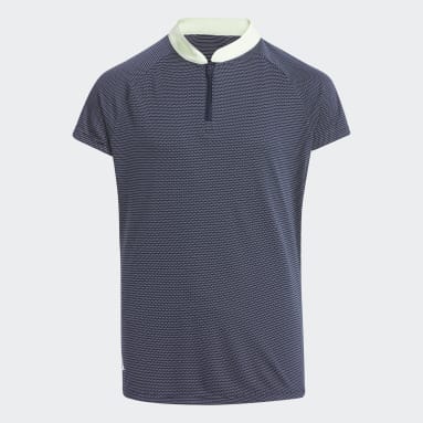 Polo Micro Dot Zip Enfants Bleu Adolescents 8-16 Years Golf