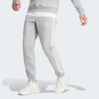 Heren Sportswear grijs Essentials Fleece 3-Stripes Tapered Cuff Broek