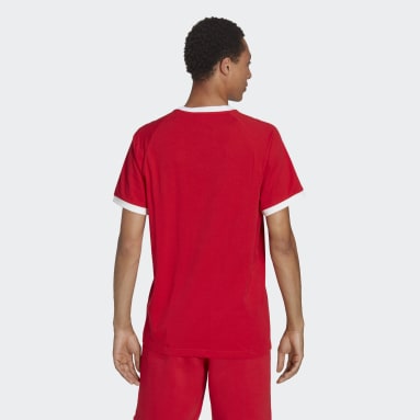 Heren Originals rood Adicolor Classics 3-Stripes T-shirt