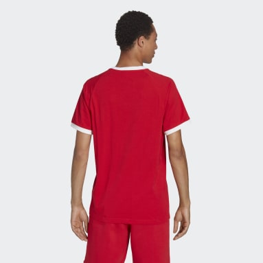 Remera Adicolor Classics 3 Tiras Rojo Hombre Originals