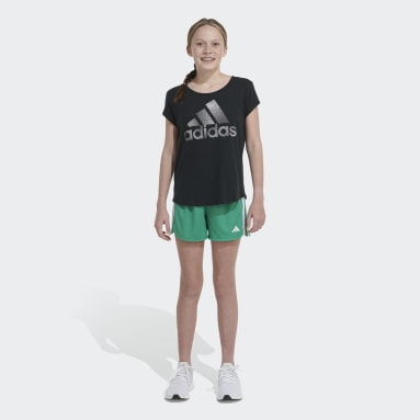 ADIDAS GIRLS BLACK & WHITE ATHLETIC SHORTS SIZE L GIRLS