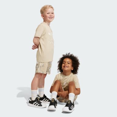 Children Originals Beige Camo Shorts and Tee Set