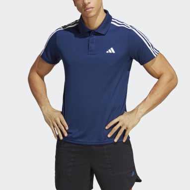 Men Gym & Training Blue Train Essentials Piqué 3-Stripes Training Polo Shirt