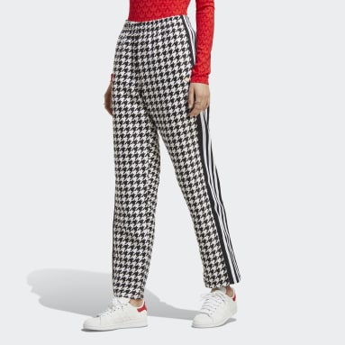 Pants Houndstooth Pierna Ancha Negro Mujer Originals