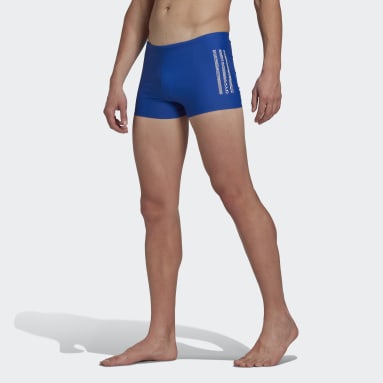 Men Swimming Blue Mid 3-Stripes Swim Boxers