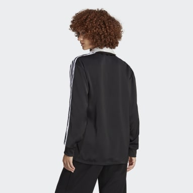 Polo manches longues Satin Noir Femmes Originals
