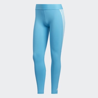 Women Training Turquoise Alphaskin 3-Stripes Long Tights