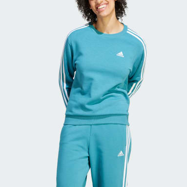 Women Sportswear Turquoise Essentials 3-Stripes Fleece Sweatshirt