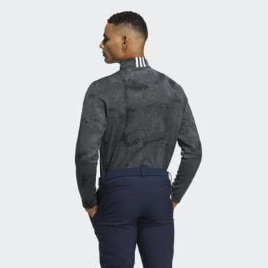 Men Golf Graphic Zip Mock Neck Long Sleeve Shirt