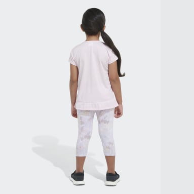 Children 4-8 Years Lifestyle Pink Mélange Tee and Allover Print Capri Set