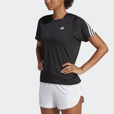 Camiseta Corrida Baixo Carbono Run Icons 3-Stripes Preto Mulher Running
