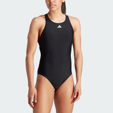 Women Swim Black Padded Tape Swimsuit