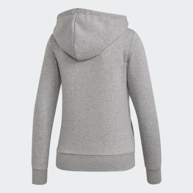 Women Sportswear Grey Essentials Solid Hoodie