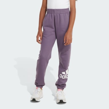Youth Training Purple Elastic Waistband 3-Stripe Cotton Fleece Jogger