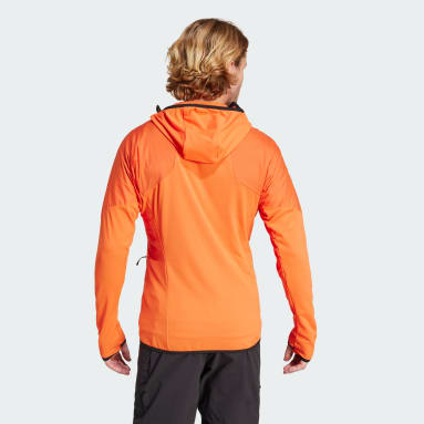 Men's TERREX Orange TERREX Techrock Ultralight 1/2-Zip Hooded Fleece Jacket