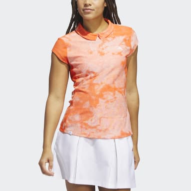 Women Golf Orange Made To Be Remade 백버튼 자카드 셔츠