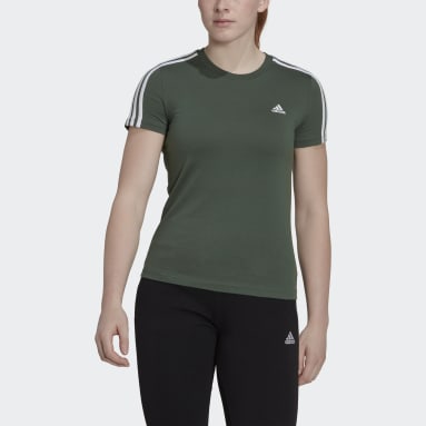 T-shirt Essentials Slim 3-Stripes vert Femmes Sportswear