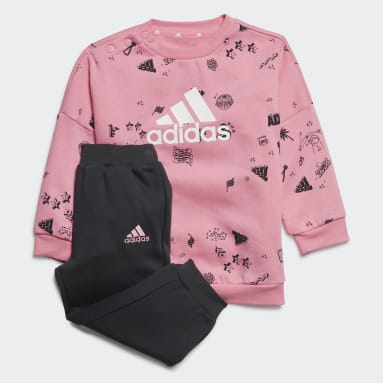 Kids Sportswear Pink Brand Love Crew Sweatshirt Set Kids