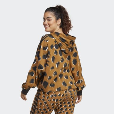 Ženy Sportswear hnědá Mikina Essentials 3-Stripes Animal Print (plus size)