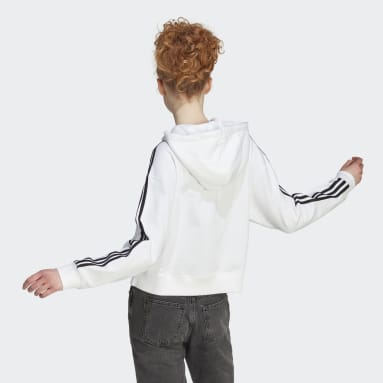Hoodie Essentials 3-Stripes French Terry Bomber Full-Zip Bianco Donna Sportswear